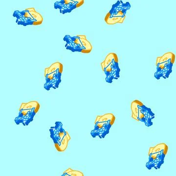 Vision screening optometry eye isometric icon seamless pattern Stock Illustration