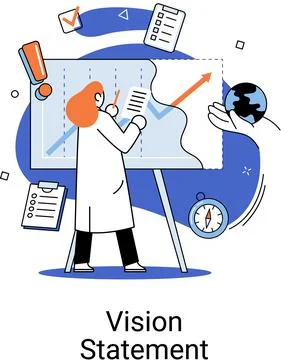 Vision statement, description of main business idea, business format, advantage Illustrazione stock