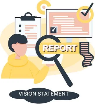 Vision statement, description of main business idea, business format, advantage Stock Illustration