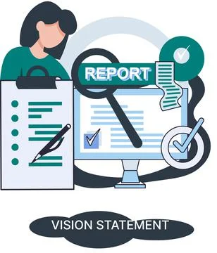 Vision statement, description of main business idea, business format, advantage Stock Illustration