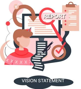 Vision statement, description of main business idea, business format, advantage Illustrazione stock