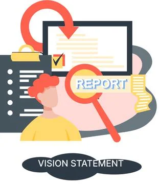 Vision statement, description of main business idea, business format, advantage Stock Illustration
