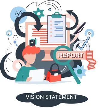 Vision statement, description of main business idea, business format, advantage Stock Illustration