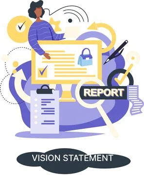 Vision statement, description of main business idea, business format, advantage Stock Illustration