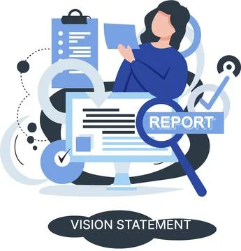 Vision statement, description of main business idea, business format, advantage Stock Illustration
