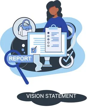 Vision statement, description of main business idea, business format, advantage Stock Illustration