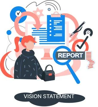Vision statement, description of main business idea, business format, advantage Stock Illustration