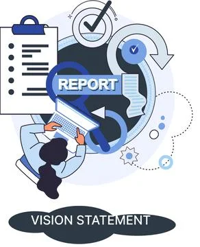 Vision statement, description of main business idea, business format, advantage Stock Illustration