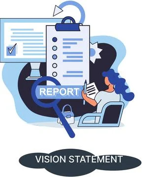 Vision statement, description of main business idea format, goals, achievements Illustrazione stock