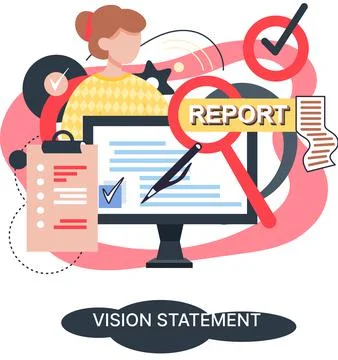 Vision statement, description of main business idea, business format, advantage Illustrazione stock