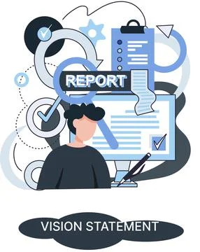 Vision statement, description of main business idea, business format, advantage Illustrazione stock