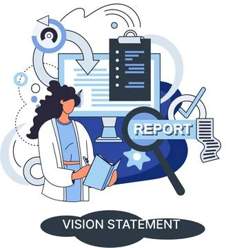 Vision statement, description of main business idea, business format, advantage Stock Illustration