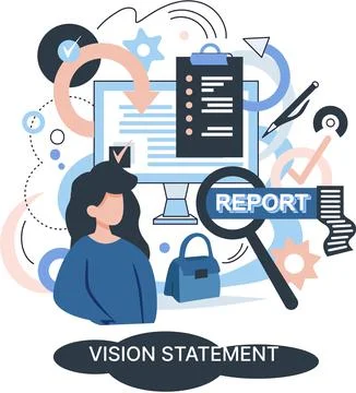 Vision statement, description of main business idea, business format, advantage Illustrazione stock