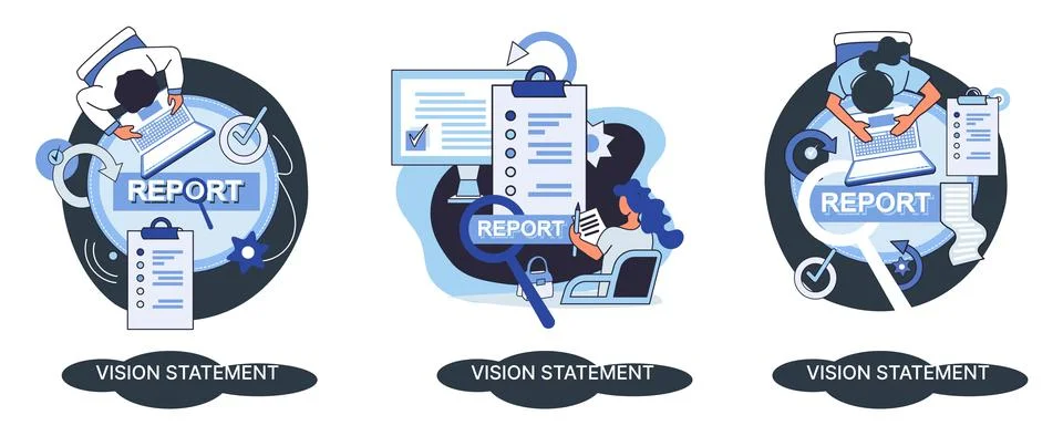 Vision statement, description of main business idea, business format, advantage Stock Illustration