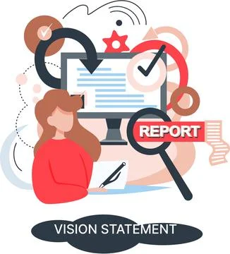 Vision statement, description of main business idea, business format, advantage Stock Illustration