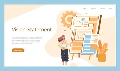 Vision statement landing page template, business and company mission, business Stock Illustration