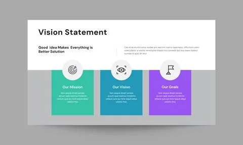 Vision Statement Slide Presentation Template Modern Corporate Goals Design Stock Illustration