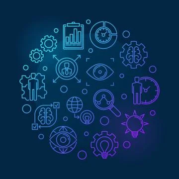 Vision Statement vector blue illustration in outline style Stock Illustration