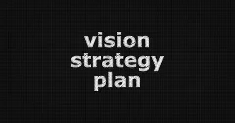 VISION STRATEGY PLAN text on board Illustrazione stock