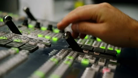 Vision Switcher Studio Director broadcast video mixer operation  Stock Footage 146698508