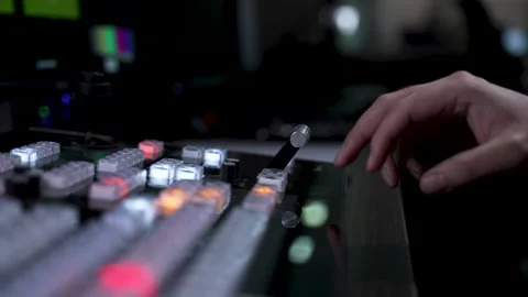 Vision Switcher Studio Director broadcast video mixer operation Stock Footage 267657406