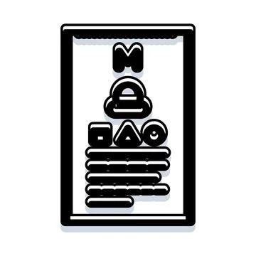 Vision test chart showing eye exam concept Illustrazione stock