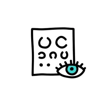 Vision test doodle icon, vector color illustration Stock Illustration