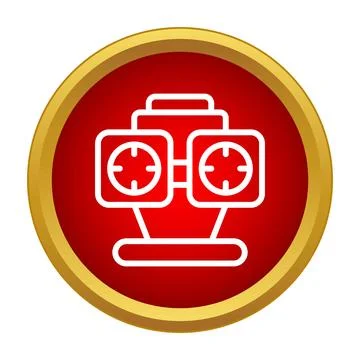 Vision testing equipment icon in red circle Ilustração Stock