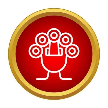 Vision testing phoropter icon on red circle 스톡 일러스트