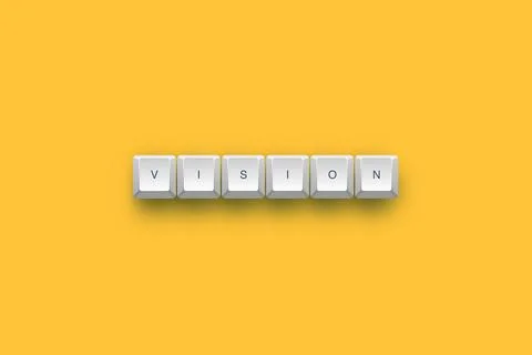 Vision text on a 3d keyboard button with shadow concept series 스톡 일러스트