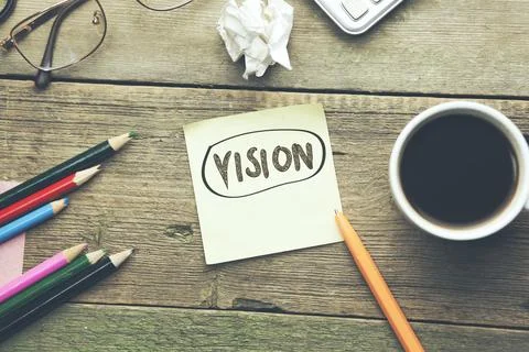 Vision text on notepad Stock Photos