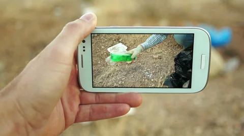 Vision Through Cellular Cleaning Garbage Stock Footage 37601153