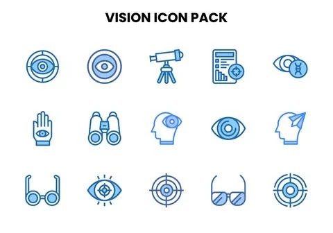 Vision Two Colour Bundle Icons Pack Stock Illustration