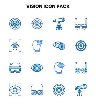 Vision Two Colour Design Icons Pack Stock Illustration