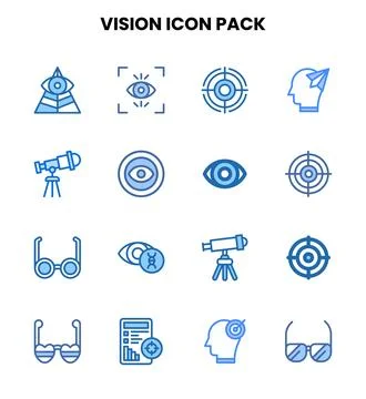 Vision Two Colour Vector Icons Pack Stock Illustration