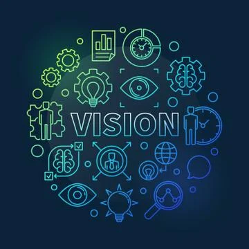 Vision vector colorful line round concept illustration Stock Illustration