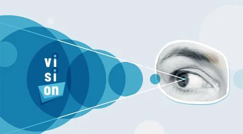 Vision vector illustration. Womans halftone eye looks to the side, view in the Stock Illustration
