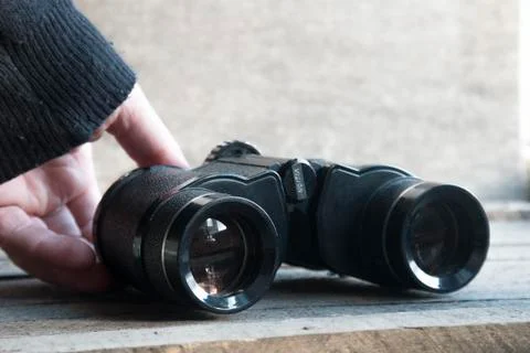 Vision word on binoculars Stock Photos