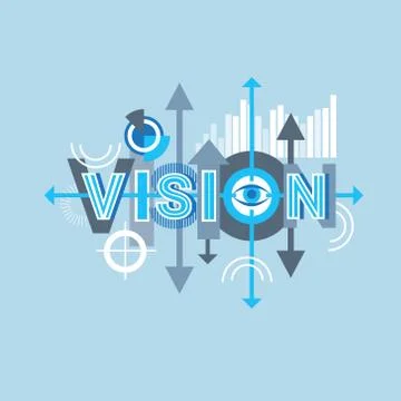 Vision Word Creative Graphic Design Modern Business Concept Over Abstract Stock Illustration