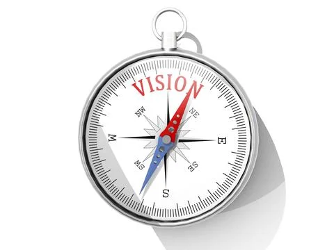 Vision word printed on compass isolated Stock Illustration