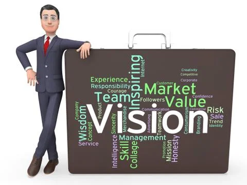 Vision Word Shows Aim Objectives And Aspirations Stock Illustration