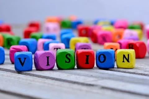 Vision word on table Stock Photos