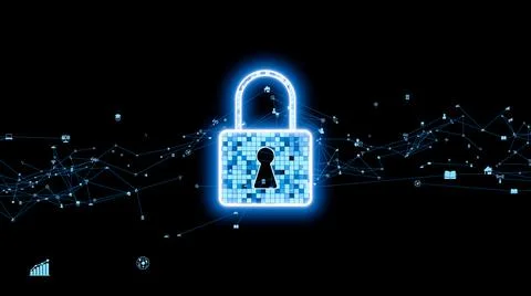 Visionary cyber security encryption technology to protect data privacy Stock Illustration