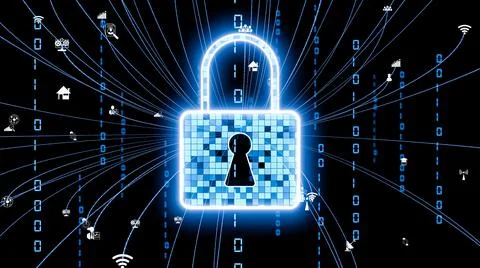 Visionary cyber security encryption technology to protect data privacy Illustrazione stock