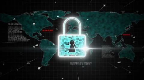 Visionary cyber security encryption technology to protect data privacy Illustrazione stock