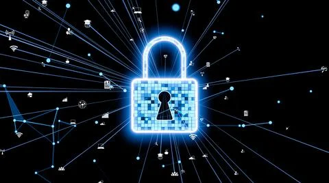 Visionary cyber security encryption technology to protect data privacy Illustrazione stock