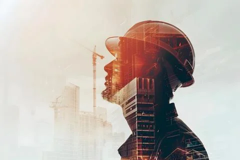 Visionary engineer overlooking construction site Stock Photos