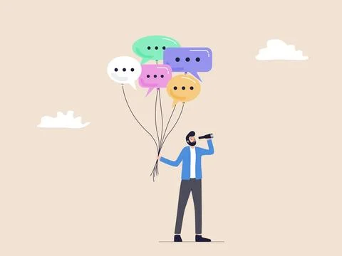A visionary entrepreneur holding many chat balloons Stock Illustration