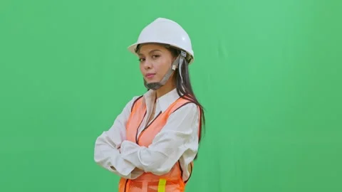 Visionary Female Engineer Looking Forward 45 Degree Angle Video stock 331625247