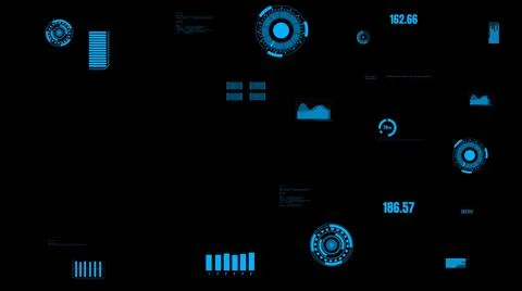 Visionary industry data dashboard presenting machine status Illustrazione stock